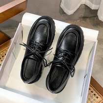 Thick Bottom Small Leather Shoes Women Inglust Wind 2022 Spring New Day Ensemble Jk Shoes Soft Leather Lace 100 Hitch Cakes Shoes