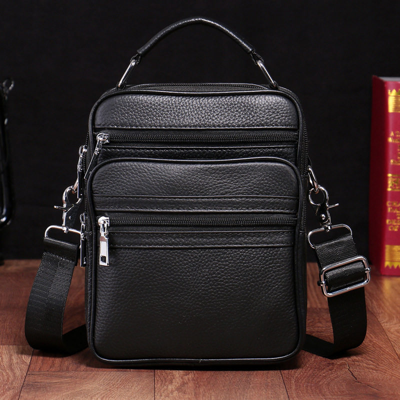 2021 new men's shoulder bag men's leather soft leather Hand bag top layer cowhide business Fashion shoulder bag tide