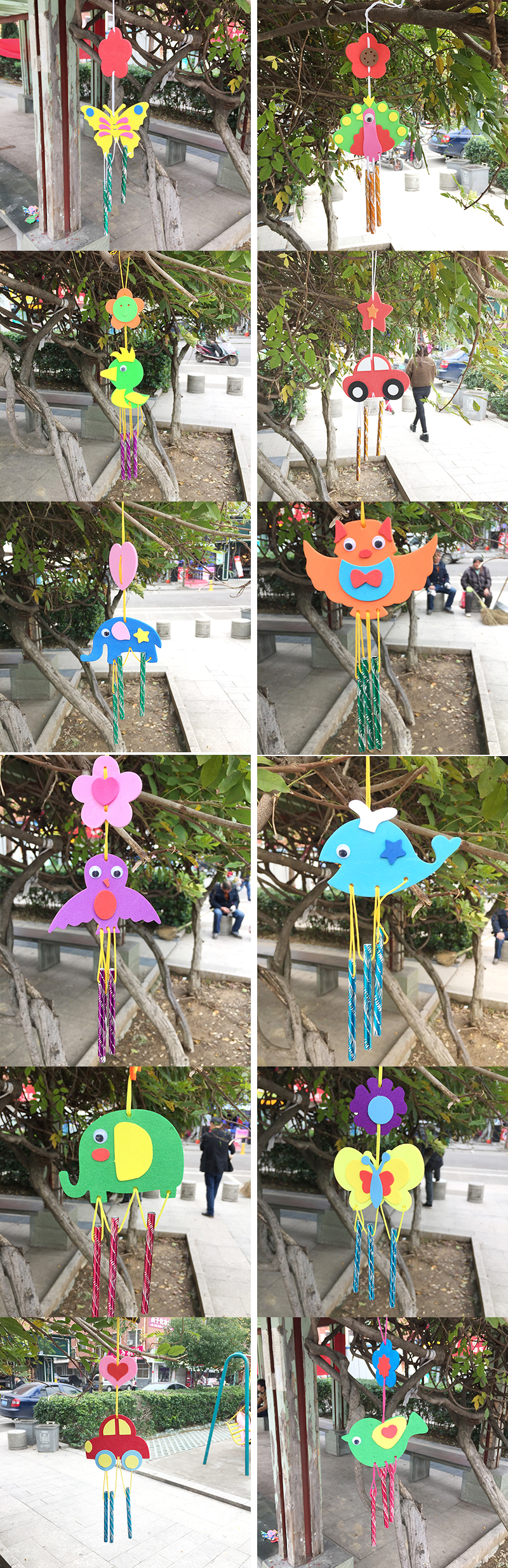 Ngày đầu năm sáng tạo chuông gió tự làm bộ dụng cụ trẻ em handmade mẫu giáo trang trí thủ công đồ trang trí chuông gió thiệp 20 10 handmade