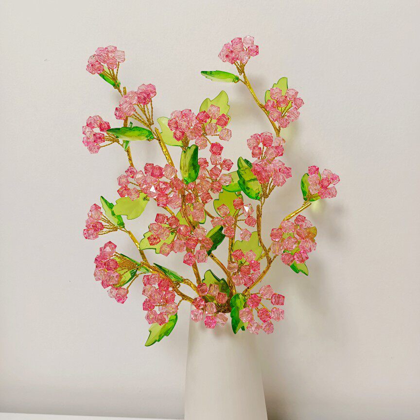 Emulated flower fake flower crystal flower handmade crystal cherry blossom material bag finished flower