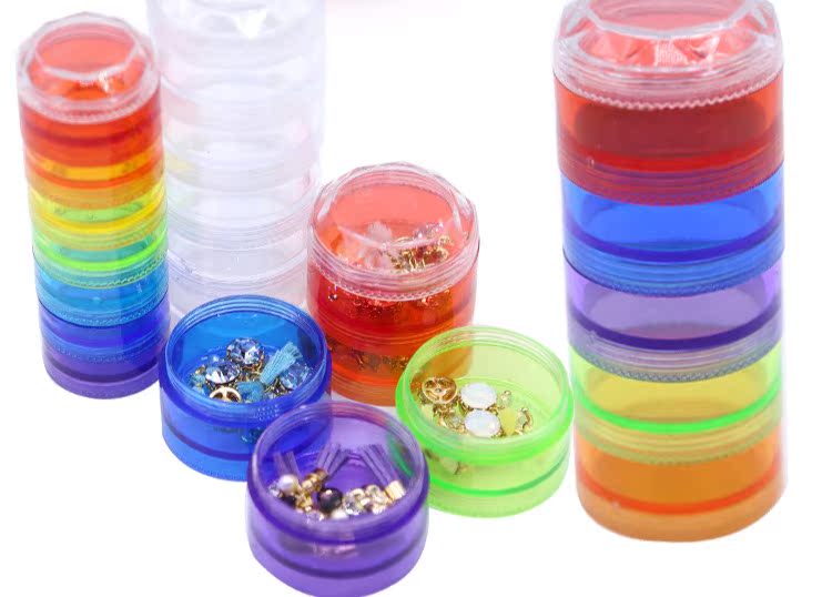 Nail nghệ thuật kết hợp màu tròn kim cương hộp trang sức lưu trữ hộp đồ trang sức rhinestone khoan 5 lưới công cụ lưu trữ có thể tháo rời - Công cụ Nail máy dũa móng tay
