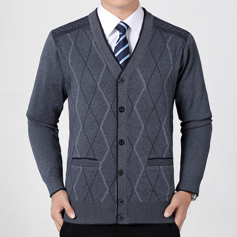 2020 mới cardigan nam cardigan cardigan trung niên mùa xuân và mùa thu len cardigan cặp cha jacket đặc biệt.