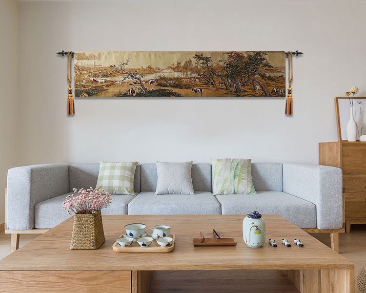 Bỉ thảm đoạn B mới của phòng khách Trung Quốc tranh bối cảnh bức tranh tường hiện đại vải văn phòng Trăm Ngựa Hình - Tapestry thảm treo tường 2m