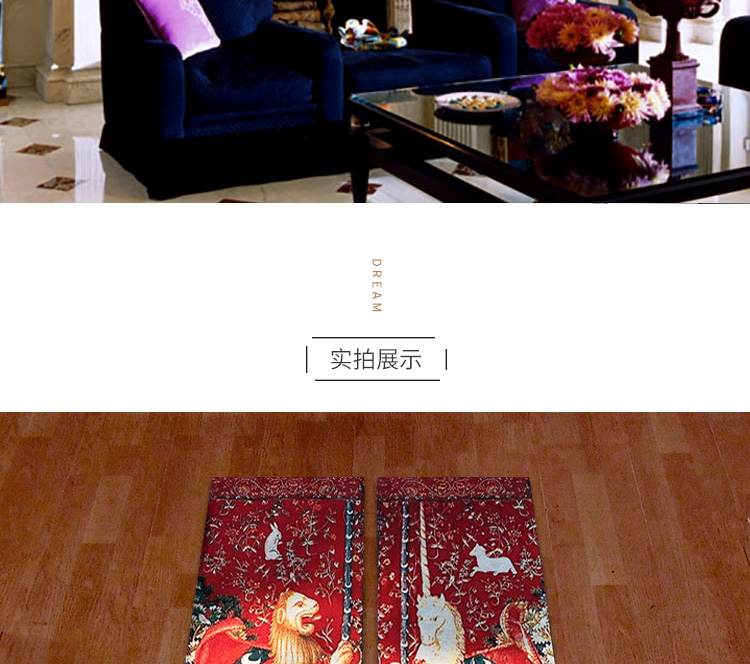 Trường mới của Bỉ phong cách châu Âu cổ điển thảm thêu nghệ thuật tấm thảm của những bức tranh thời trung cổ Unicorn một cặp - Tapestry thảm treo tường 2m	
