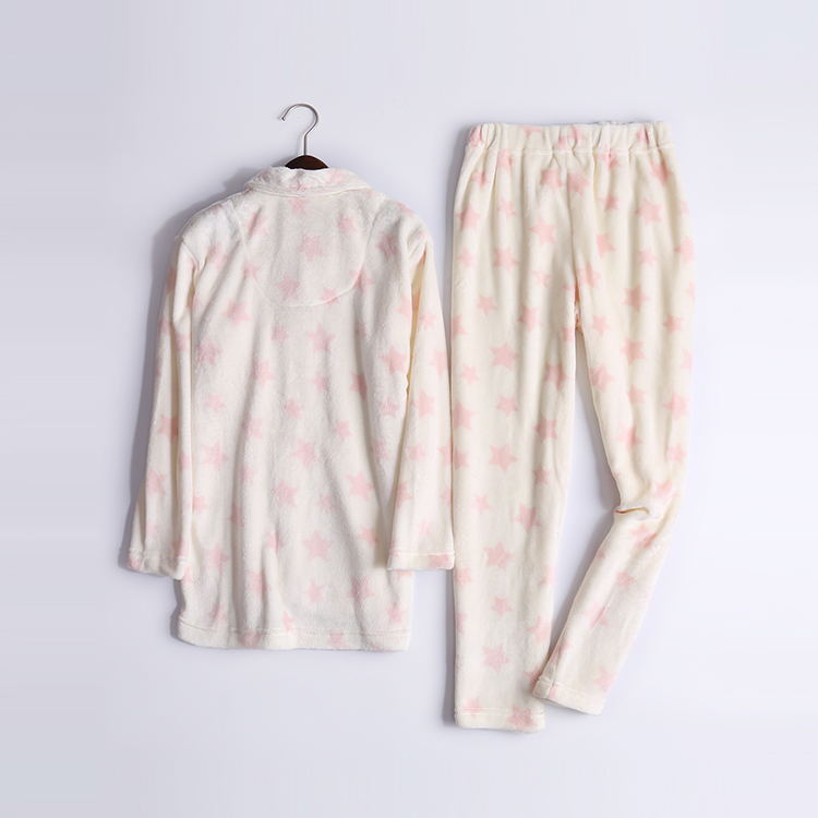 Miễn phí vận chuyển! Mùa thu và mùa đông flannel cardigan dịch vụ dài tay tại nhà ngôi sao năm cánh mùa thu và mùa đông phụ nữ dễ thương đồ ngủ cặp