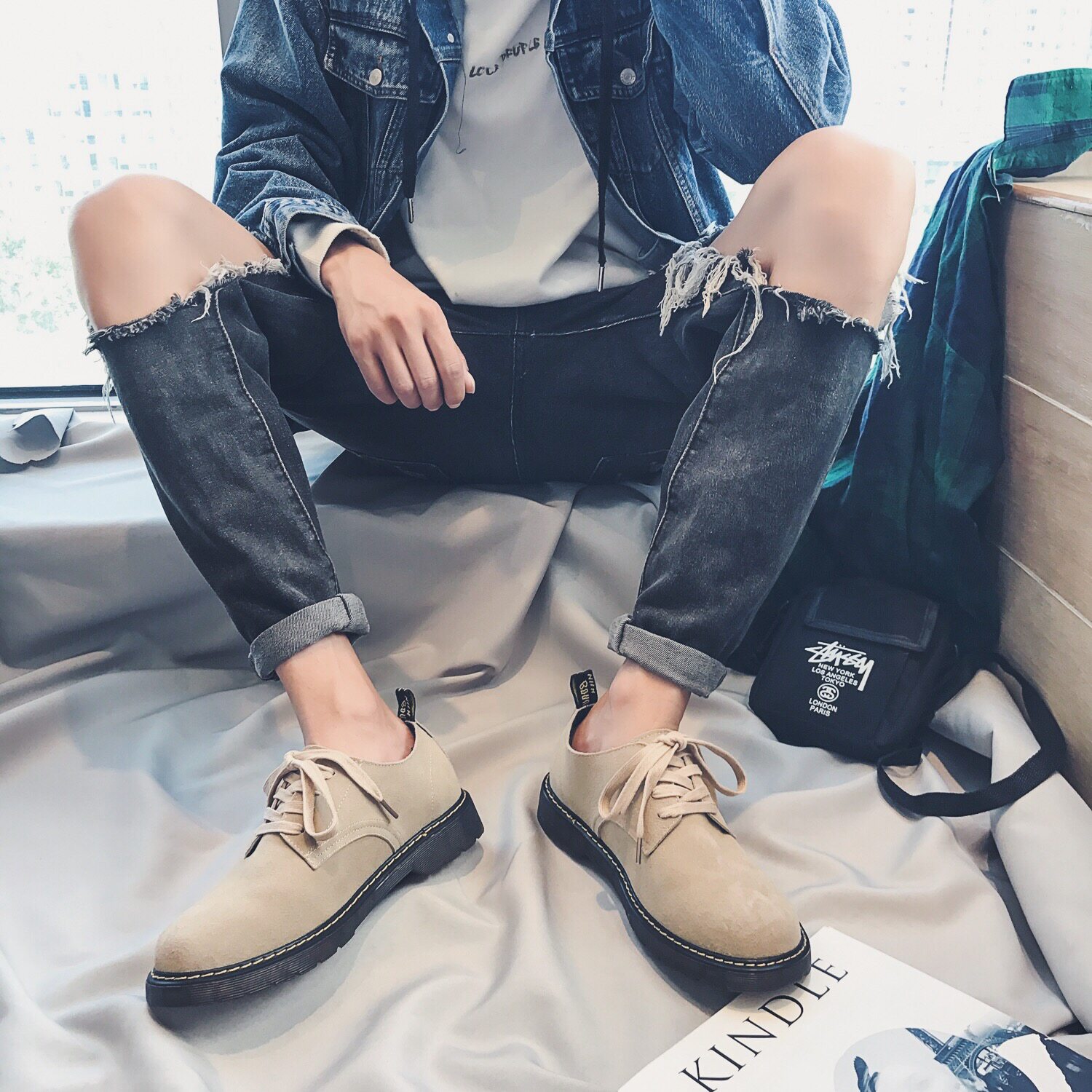 Autumn Martin shoes men's British men's low-top suede leather ankle boots casual big-toed leather shoes retro tooling trendy shoes men