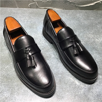 Mens business casual leather shoes One foot pedal Inlenstream Sulefoshoe Mens youth 100 hitch the Korean version Trend shoes