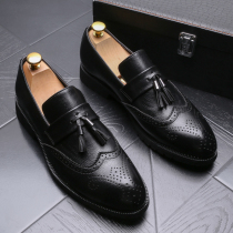 Summer hair stylist shoes Male Lefu Shoe Inn Wind Small leather shoes Mens breathable sloppy shoes One foot pedal streaming Su mens shoes