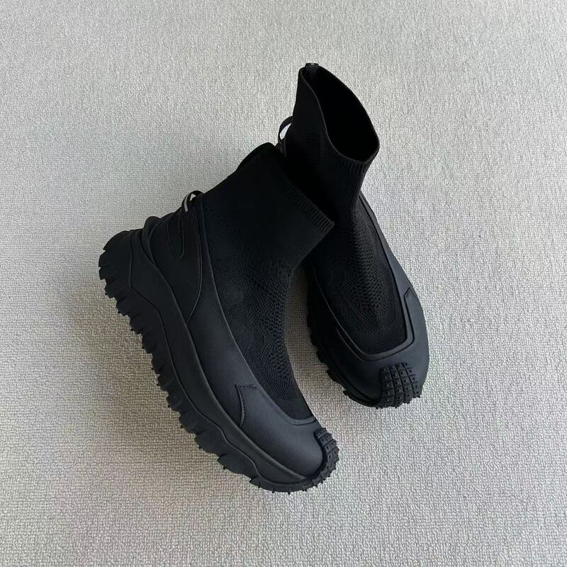 Slip-On Popular Lazy Sports Knit Casual Shoes Chelsea Boots Mid-Calf Sock Boots Slip-On Breathable Trendy Men's Boots