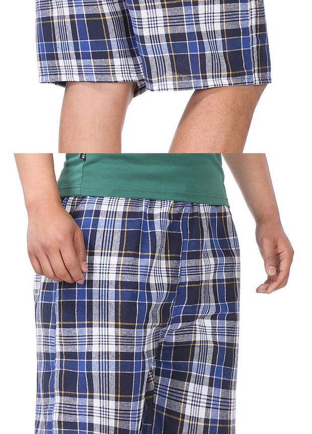Mùa hè trung niên năm quần nam quần rộng bãi biển cotton quần short kẻ sọc quần lớn phần mỏng quần quần baggy nam