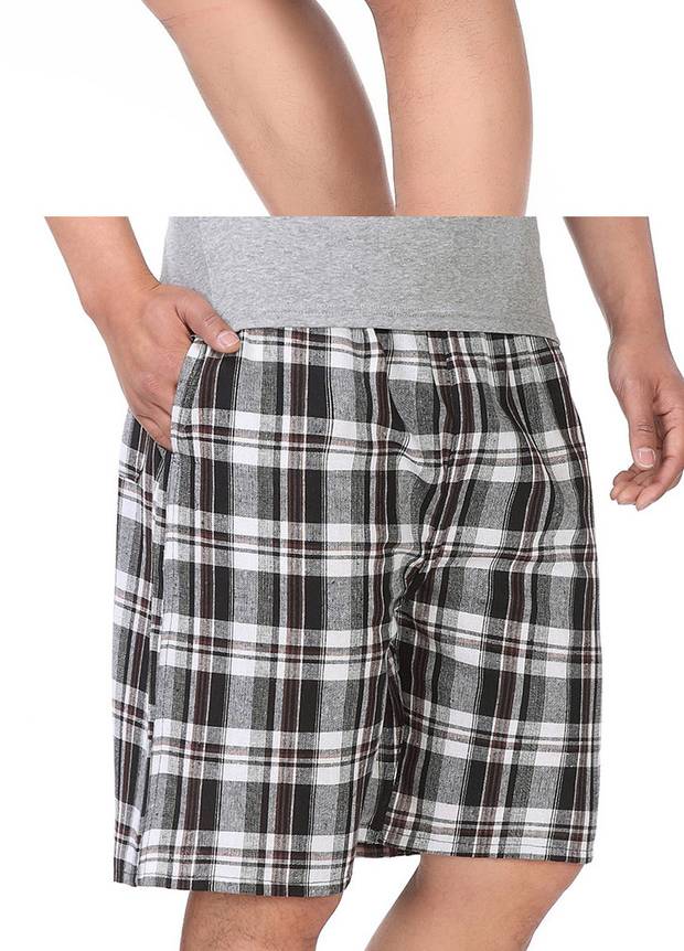 Mùa hè trung niên năm quần nam quần rộng bãi biển cotton quần short kẻ sọc quần lớn phần mỏng quần quần baggy nam