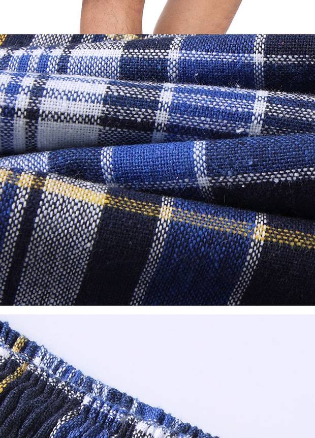Mùa hè trung niên năm quần nam quần rộng bãi biển cotton quần short kẻ sọc quần lớn phần mỏng quần quần baggy nam