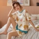 Nam cực bộ đồ ngủ nữ mùa hè cotton mỏng rời quần short ngắn tay hai mảnh phong cách Hàn Quốc sinh viên tươi mới phục vụ tại nhà - Cha mẹ và con