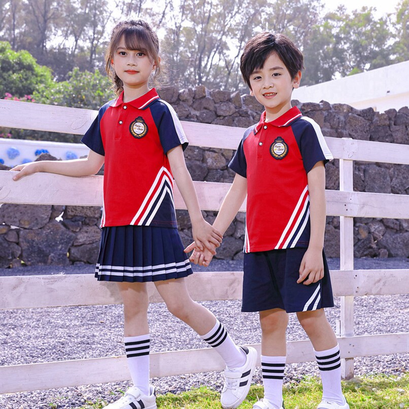 Summer children's school uniform sports suit red third grade primary school students summer class service kindergarten garden clothes summer clothes