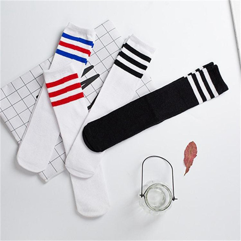 Kindergarten primary school children's tube socks three bars White black men's and women's striped stockings College style socks