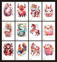 Twelve zodiac postcards set of 12 fresh beautiful and cute illustrations can be used to produce extreme films