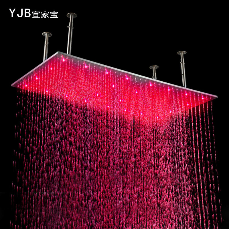 304 stainless steel 800*400 shower head black shower ceiling suspended ceiling LED lamp double bath head