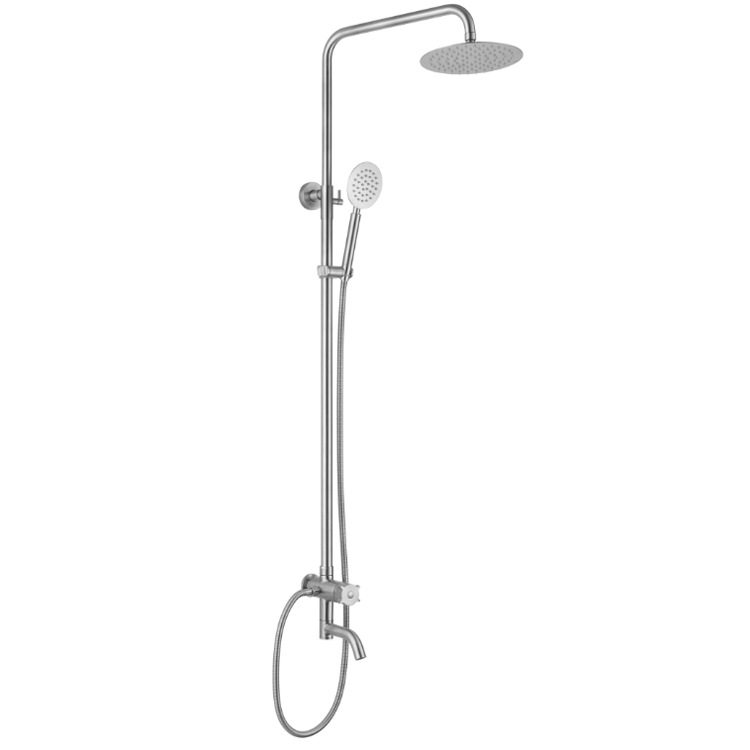 304 stainless steel wire drawing chromed single cold water shower nozzle kit tap swimming pool outdoor cleaning with bath head