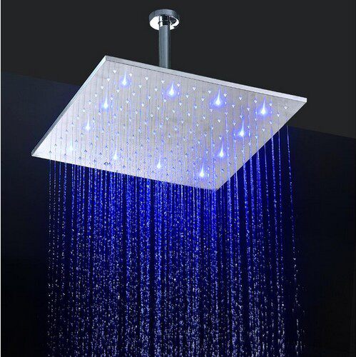 YJB stainless steel 30cm square ceiling integrated ceiling nozzle 12 inch led creative discoloration bathing flower sprinkle