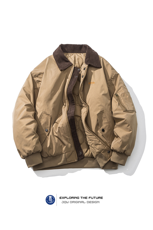 American-Style Autumn and Winter Retro Workwear Short Bomber Cotton Jacket for Men and Women, Baseball Jacket with Cotton Lining