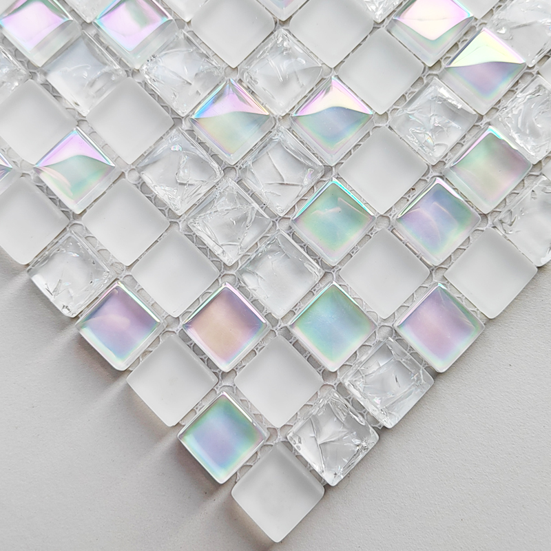 White Mosaic Crystal Glass Tiles for Bathroom Tv Background Wall, Entrance, Kitchen, Fish Tank, Outdoor Balcony