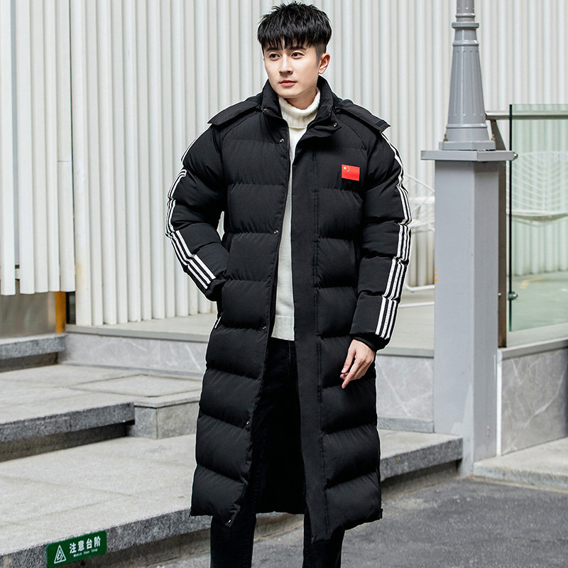 Cotton jacket men's long section thickened over the knee sports leisure coat female art test dance cotton jacket winter training custom down cotton jacket