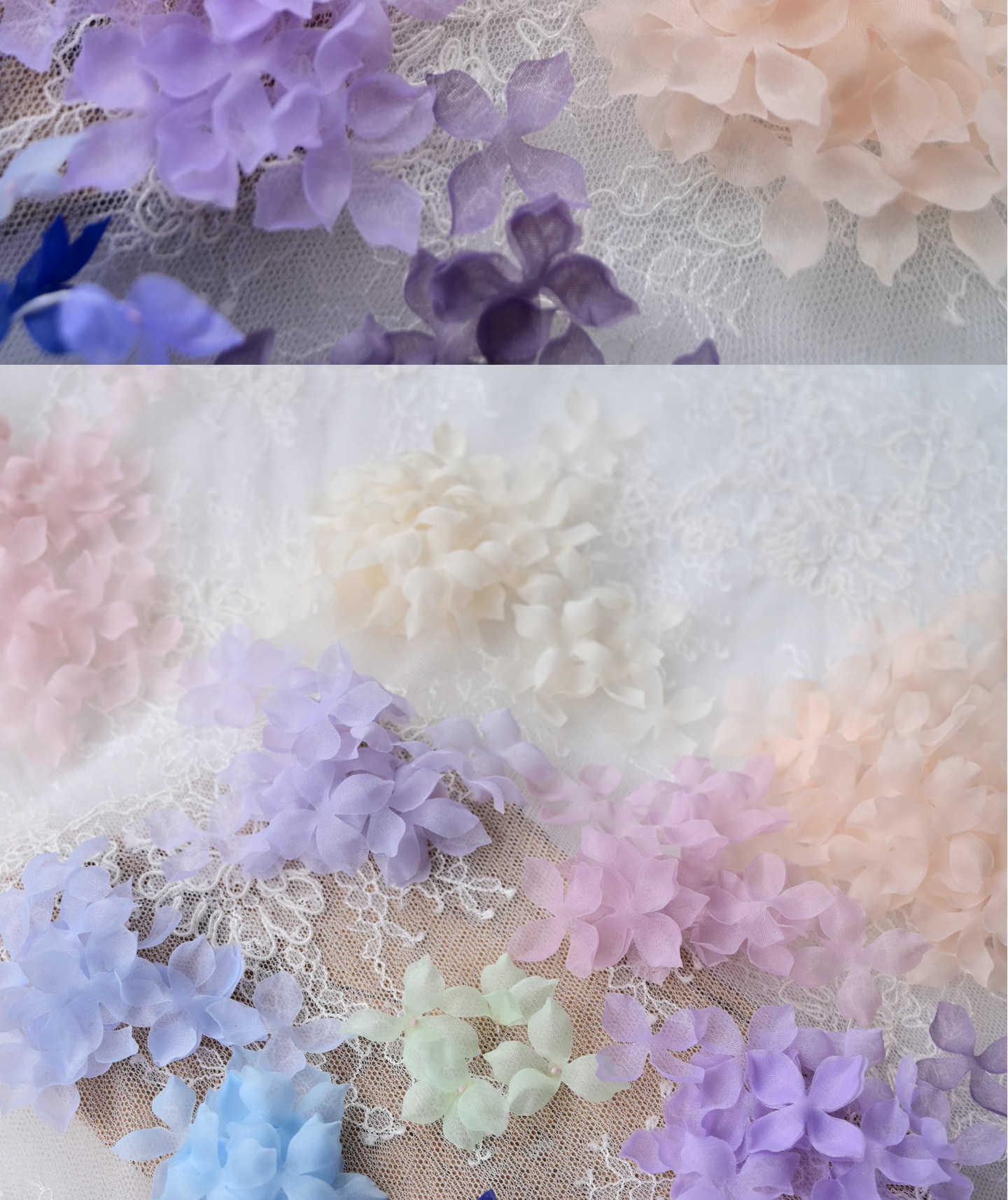 100 Stück. DIY Handgemachtes 3D-Blumenmaterial für Hochzeitskleider, Pyrographie- und Jeansgarn, Materialien für Kopfbedeckungen, Weiß und Rosa, RS247 – Detail 15