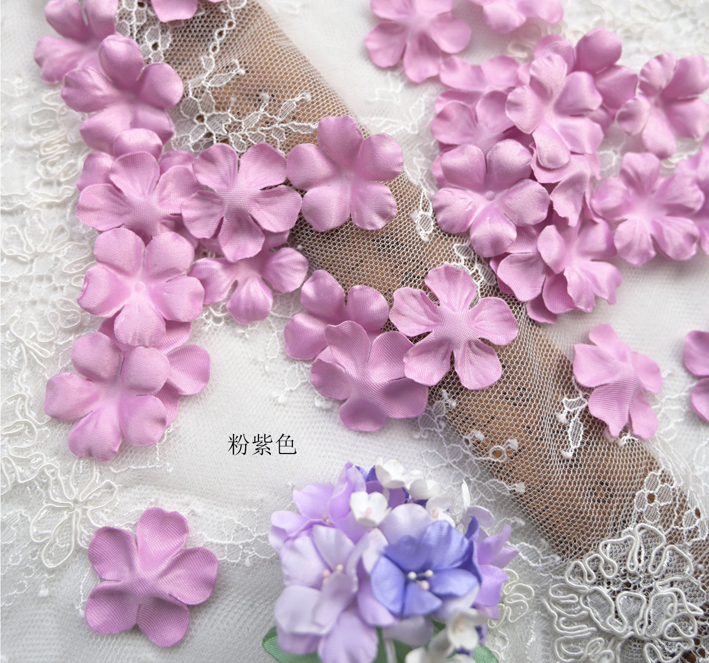 100 Stück Mehrfarbige DIY Handgemachte 3D-Organza-Blumen für Hochzeitskleider, Schleier, Mini-Blumen, Babykleidung, Bastelmaterialien 3CM RS4035 – Detail 26