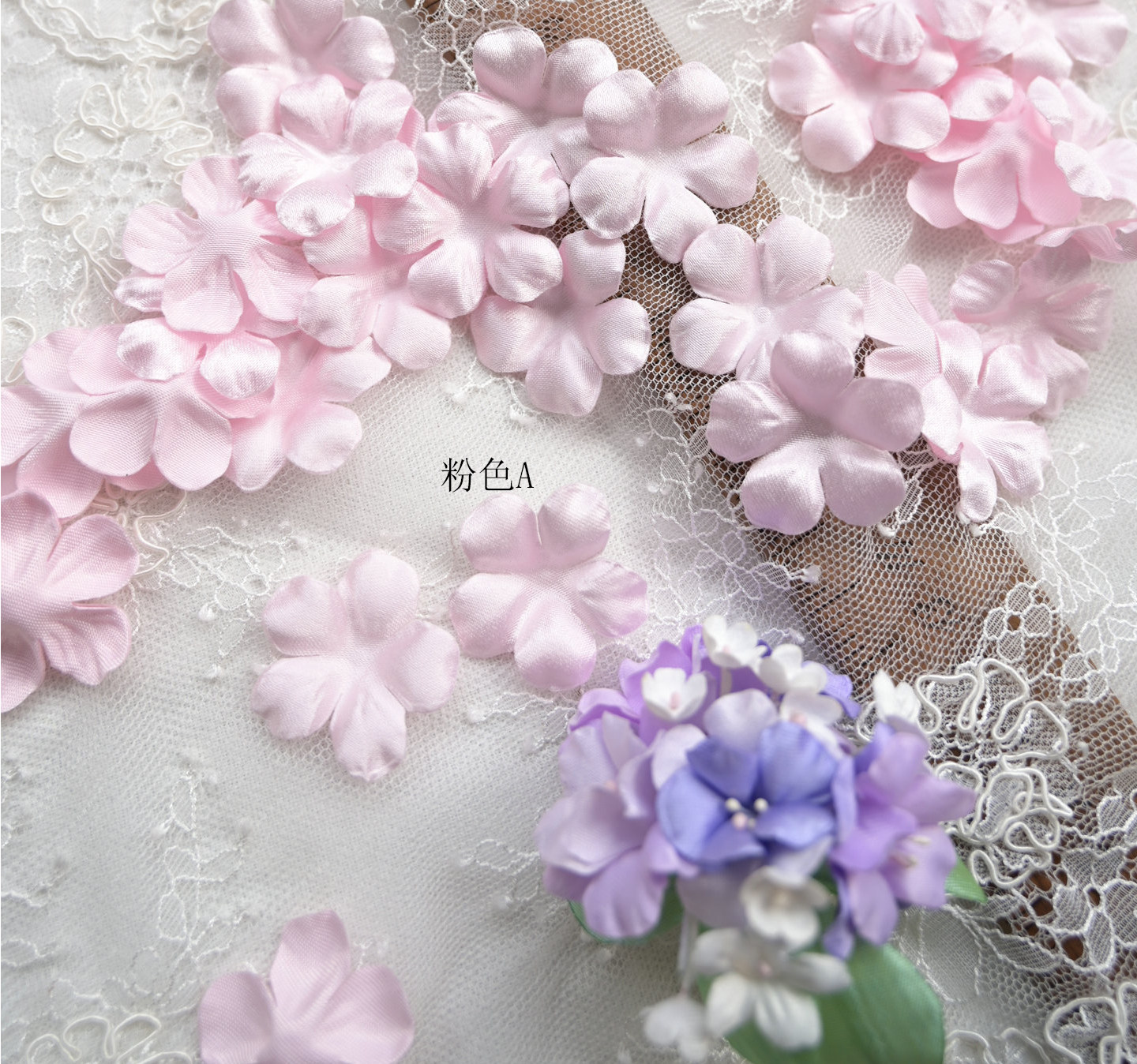 100 Stück Mehrfarbige DIY Handgemachte 3D-Organza-Blumen für Hochzeitskleider, Schleier, Mini-Blumen, Babykleidung, Bastelmaterialien 3CM RS4035 – Detail 22