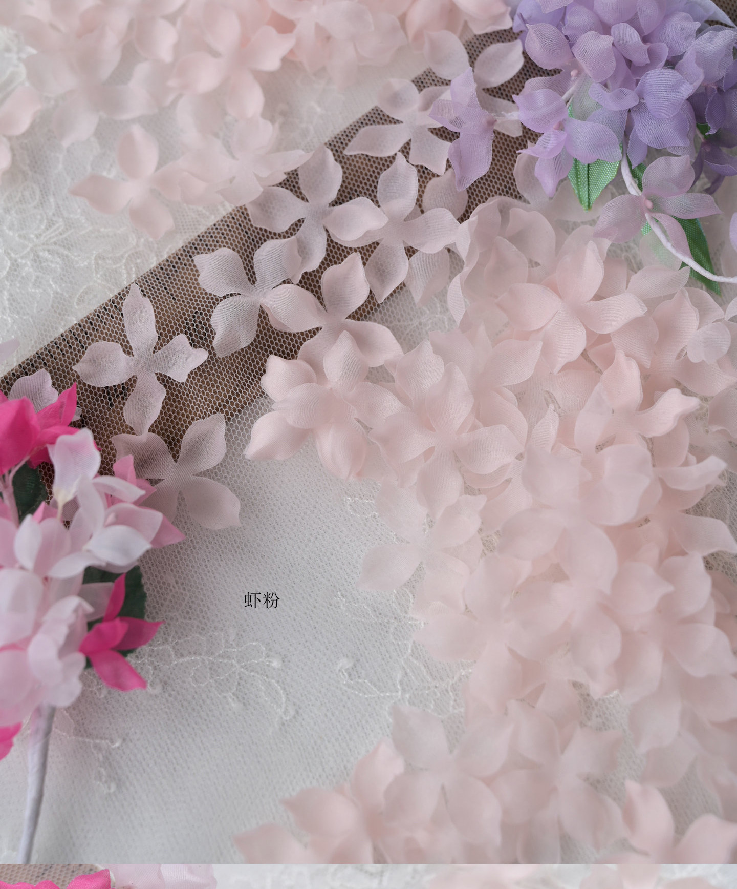100 Stück. DIY Handgemachtes 3D-Blumenmaterial für Hochzeitskleider, Pyrographie- und Jeansgarn, Materialien für Kopfbedeckungen, Weiß und Rosa, RS247 – Detail 36