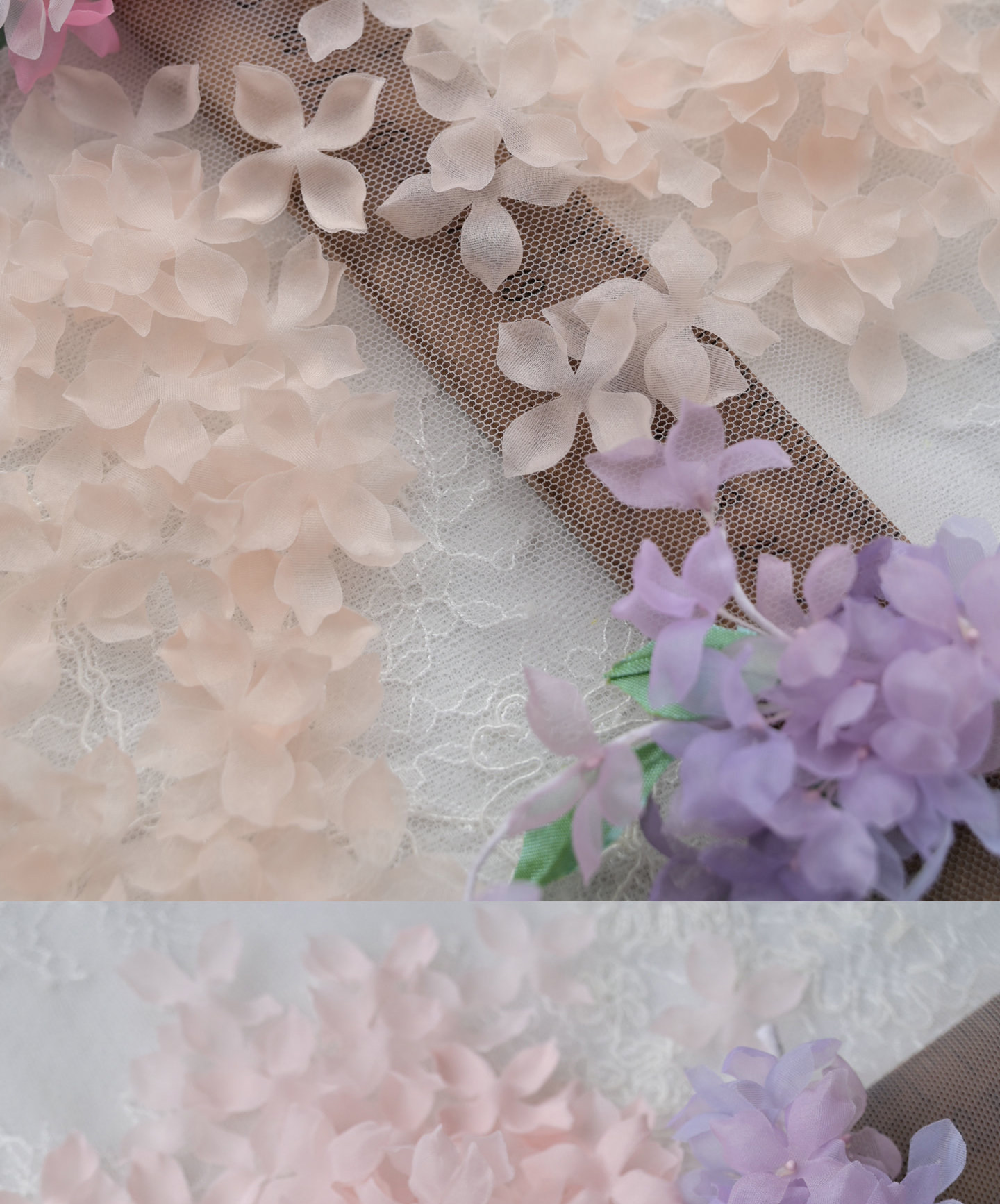 100 Stück. DIY Handgemachtes 3D-Blumenmaterial für Hochzeitskleider, Pyrographie- und Jeansgarn, Materialien für Kopfbedeckungen, Weiß und Rosa, RS247 – Detail 35