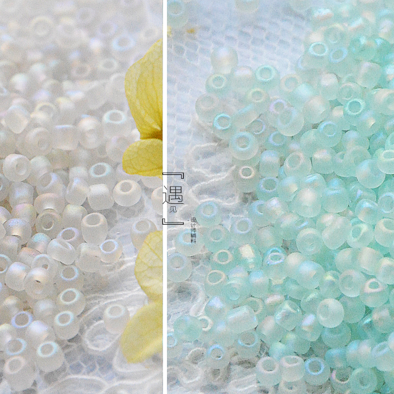 Hand-sewn beaded material Matte matte Symphony Transparent Crystal loose beads Small fine rice beads Wedding dress accessories
