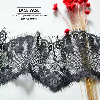Eyelash black lace DIY accessories 12CM wide lace dress skirt decoration material 3 yards