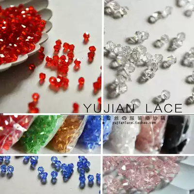 Beaded material diy handmade 4mm diamond beads pointed beads Color artificial crystal loose beads wedding dress accessories