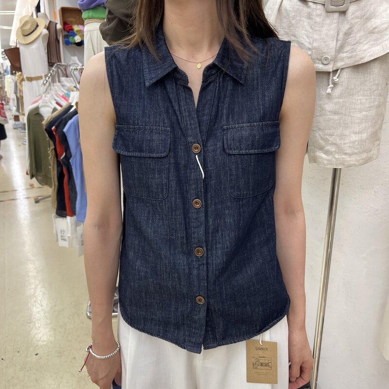 2026 Summer New Casual Lapel Sleeveless Denim Shirt for Women Single-Breasted Pocket Cardigan Vest Top