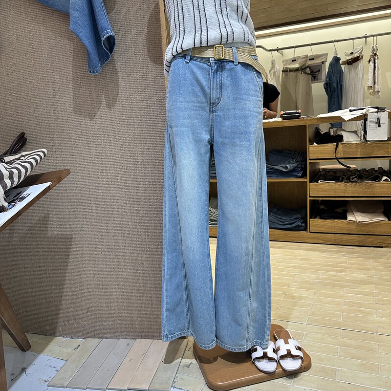 Oni Retro Loose Stylish Versatile Denim Wide-Leg Pants 2026 Summer New High-Waisted Slimming Casual Long Pants for Women