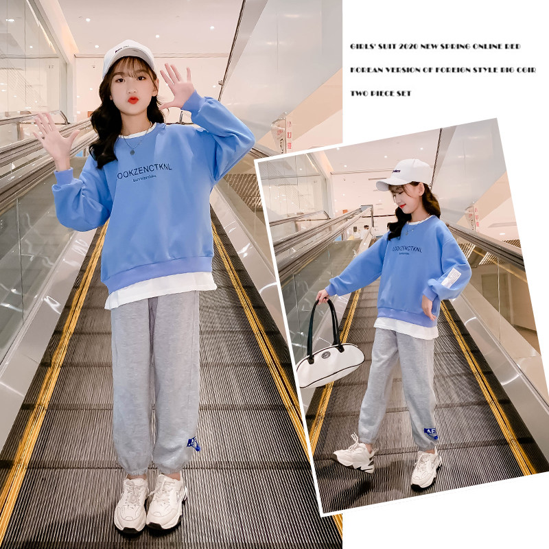 Girl Suit Spring Autumn Dress 2022 New Foreign Geni Girl Girl Trendy Casual Children Two Sets of Korean Edition