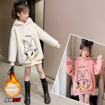 Girls clothing autumn and winter foreign air 2021 new CUHK child girl child plus suede thickened jacket trendy looser