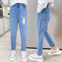 Girl Pants Spring Autumn Season Outside Wearing 2022 New Yangqi CUHK Scout pants Autumn clothes Childrens jeans Korean version