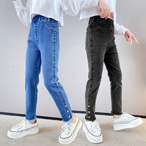 Girls jeans 2022 New Yangqi CUHK Girl girl Spring and Autumn Han Edition Ocean Gas Children Baby Long Pants Pants