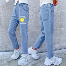 Girl Pants Spring Money 2022 New Children Girl Casual Ocean Air Spring Autumn CUHK Child Denim Trousers Korean Version