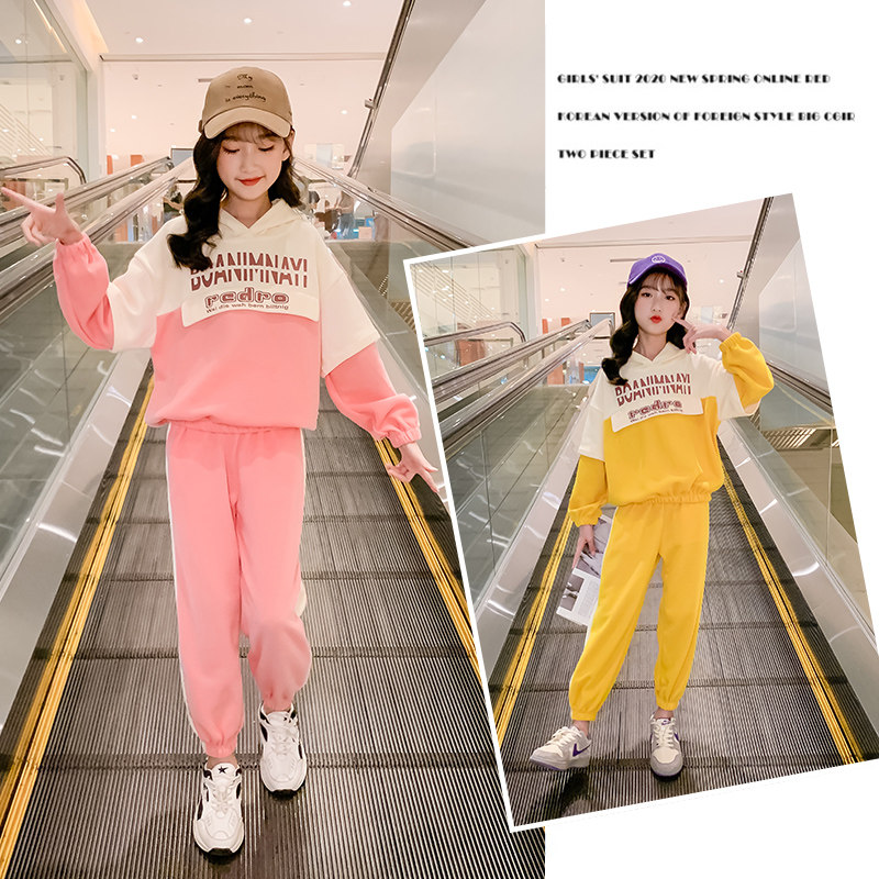 Girl Spring Clothing Suit 2022 New Internet Red Sports Foreign School Kids Casual Two Style Spring Autumn Children Clothes