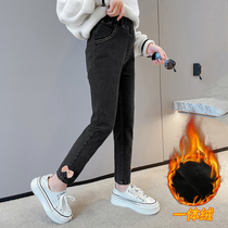 Girl Gush Jeans Sub Autumn Winter Outwear 2021 New Ocean Qi Children Thicken CUHK Child Girls All-girl Suede