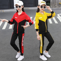 Girls set new style spring and autumn 2021 new middle and big girl Net red clothes childrens autumn two-piece set