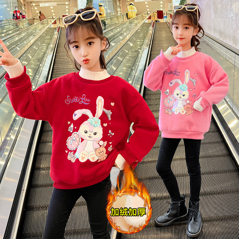 Girl's gush clothing 2021 new winter clothing Korean version of the semi-high collar Mid-height girl girl warm and thickened blouses