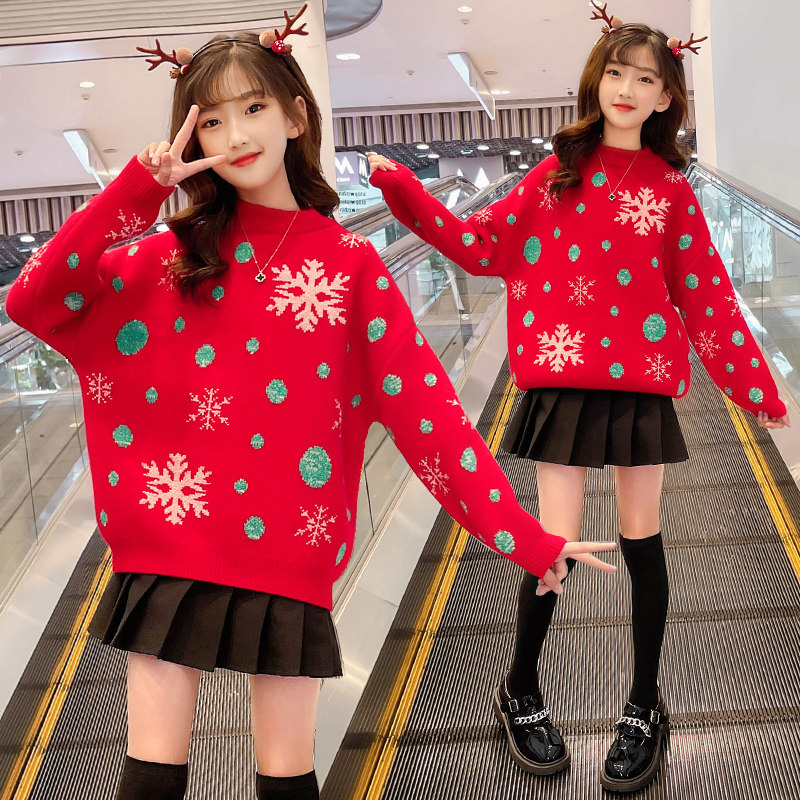 Girl Knit Sweater Thickened Suit 2021 Autumn Winter New CUHK Youngster Hydro Minke Suede Girls Jersey