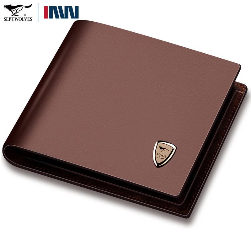 Authentic Seven Wolves Wallet for Men, Genuine Leather Short Wallet, Cowhide Wallet for Young People, Horizontal Style, 70% off Page Hard Wallet, Trendy Brand