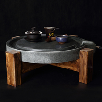 Vintage natural stone mill tea plate Bluestone grinding plate Stone mill characteristic Gongfu tea plate Stone tea plate Bluestone grinding tea plate
