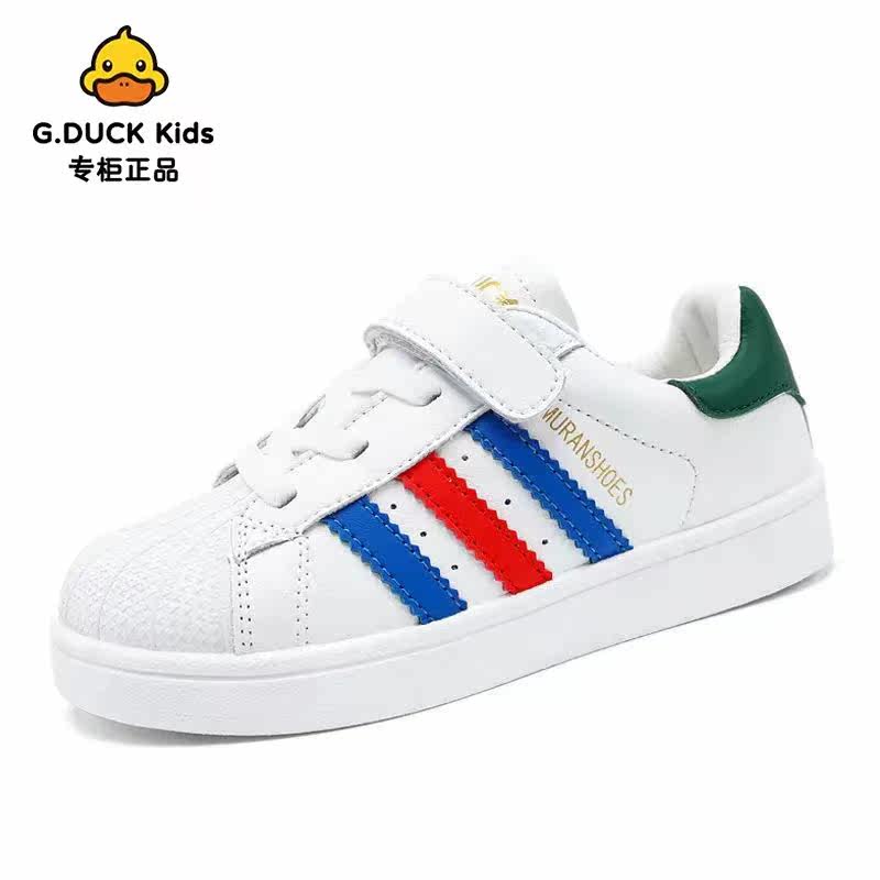 G DUCKKIDS Small Yellow Duck Children Shoes Spring Small White Shoes Single Shoes Men And Women Children Shoes Leather Face Sneakers Board Shoes