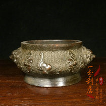 Ancient fun antique old red copper foe in front of eyes Lion Head Lavender incense stove Incense Stove Home Folklore Furniture